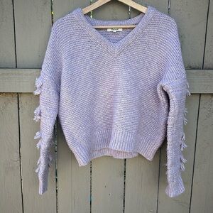 Madewell Fringe Sleeve Pullover Sweater Bohemian Festival Fall Vibes Sz XS